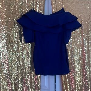 Elegant Blue Off-Shoulder Bandage dress